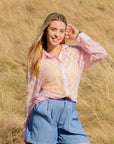 Kathryn Classic Button-Up, Light Pink Lace