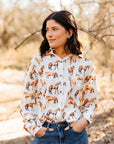 Kathryn Button-Up, Horse Print