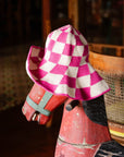 SHILO Checkered Crochet Hat In Pink & White