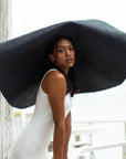 SOLANA Oversized Straw Hat In Black - My Pampered Life Seattle