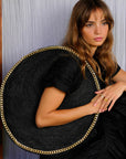 SOLO FIG Large Black Jute Bag With Gold Chain - My Pampered Life Seattle