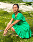 SRIKANDI Ruffle Dress In Kelly Green