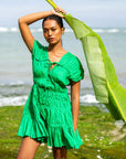 SRIKANDI Ruffle Dress In Kelly Green