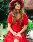 The Srikandi Ruffle Dress In Scarlet Red