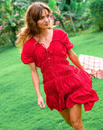 SRIKANDI Ruffle Dress In Scarlet Red - My Pampered Life Seattle
