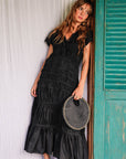SRIKANDI Ruffle Maxi Dress In Black - My Pampered Life Seattle