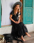 SRIKANDI Ruffle Maxi Dress In Black - My Pampered Life Seattle