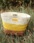 Sayan Raffia Tote Bag, in Yellow & Beige - My Pampered Life Seattle