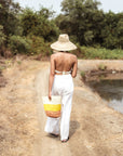 Sayan Raffia Tote Bag, in Yellow & Beige - My Pampered Life Seattle