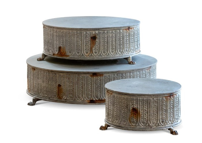 Park Hill | Vintage-Style Round Tinwork Display Platforms, Set of 3