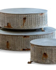Park Hill | Vintage-Style Round Tinwork Display Platforms, Set of 3