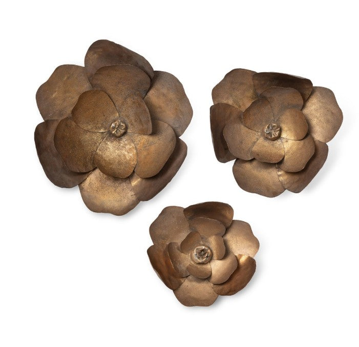 Park Hill | Antique Bronze Magnolia Wall Flowers, Set of 3