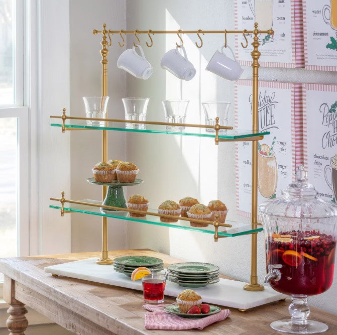 Park Hill |White Marble and Brass Bistro Rack