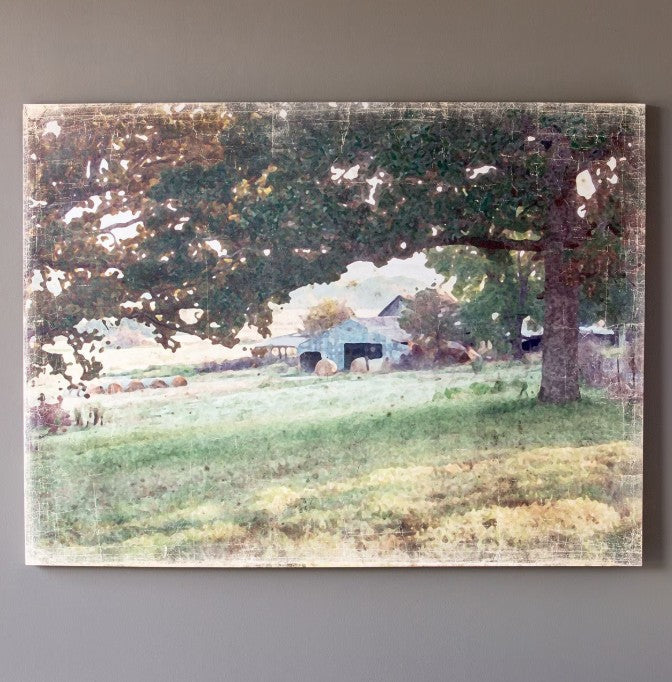 Park Hill | Distressed Watercolor Barn Print On Canvas