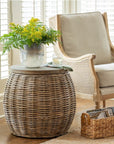 Park Hill | Rattan Side Table with Wood Top