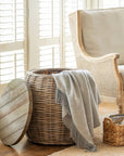 Park Hill | Rattan Side Table with Wood Top