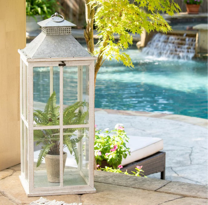 Park Hill | Coastal Whitewash Lantern, Large