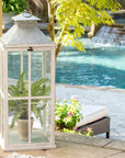 Park Hill | Coastal Whitewash Lantern, Large - My Pampered Life Seattle