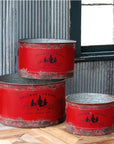 Park Hill | Antique Red Metal Tree Pots (Set of 3) - My Pampered Life Seattle