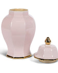Park Hill Pink Hexagon Ceramic Jar with Gold Trim, Set of 2