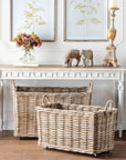 Park Hill Rattan Woven Storage Basket with Casters, Set of 2