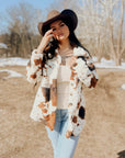 Miss Sparkling | Cow Print Sherpa Jacket