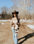 Miss Sparkling | Cow Print Sherpa Jacket