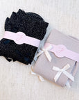 Shimmer Chic Bow Embellished Socks Set Of 2