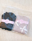 Shimmer Chic Bow Embellished Socks Set Of 2