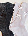Shimmer Chic Bow Embellished Socks Set Of 2