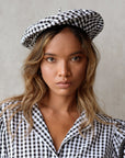 SIMONE Gingham Beret Hat In Black - My Pampered Life Seattle