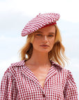 SIMONE Gingham Beret Hat In Red - My Pampered Life Seattle