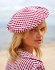 SIMONE Gingham Beret Hat In Red - My Pampered Life Seattle