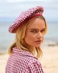 SIMONE Gingham Beret Hat In Red - My Pampered Life Seattle