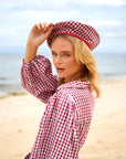 SIMONE Gingham Beret Hat In Red - My Pampered Life Seattle