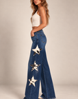 GJG Denim Sable Star Low-Rise Wide-Leg Jeans — Dark Wash