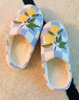 Lemon Drop Gingham Lounge Slippers - Sweet & Cozy