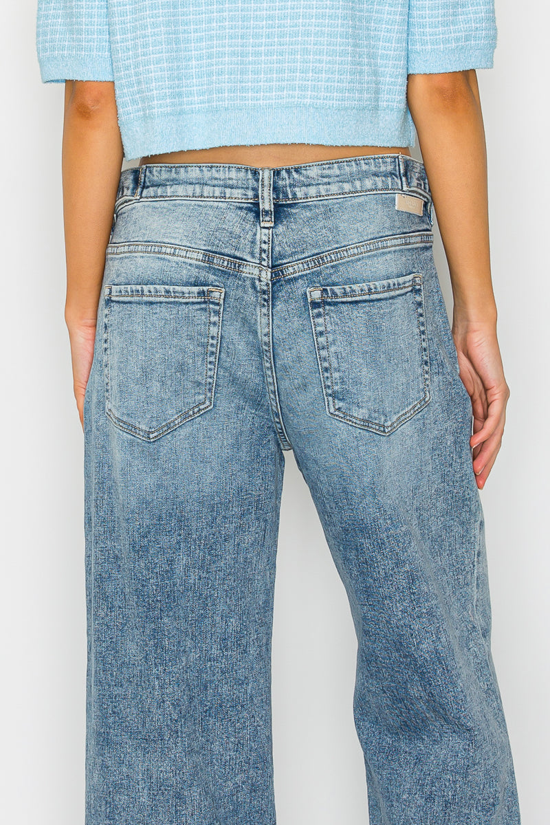 Artemis Vintage |Adjustable Waistband High Rise Baggy Wide Jeans
