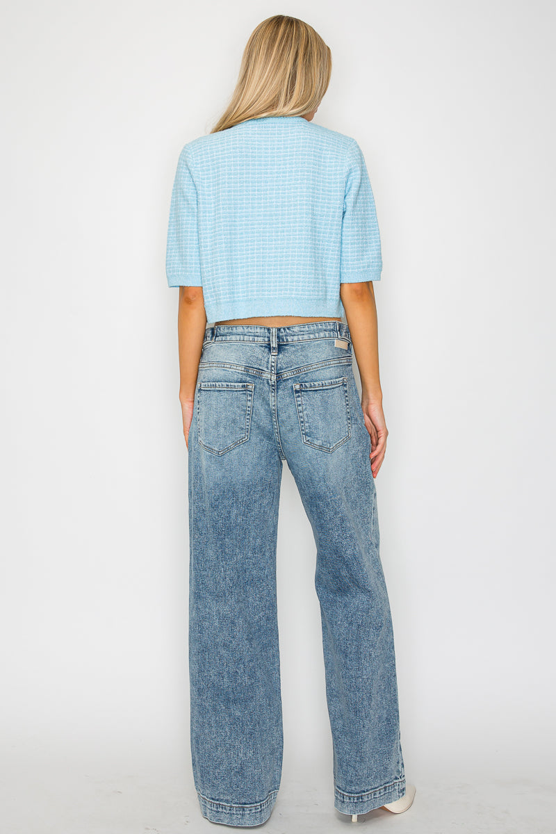 Artemis Vintage |Adjustable Waistband High Rise Baggy Wide Jeans