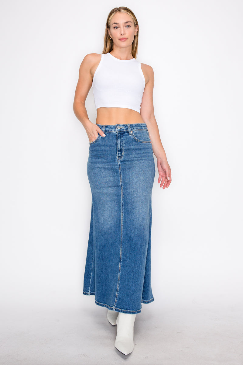 Artemis Vintage |Astrid Denim Mermaid Maxi Skirt