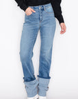 Artemis Vintage |ECO Friendly Seraphina Cuff Detailing Straight Leg Jeans - My Pampered Life Seattle