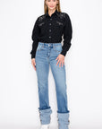 Artemis Vintage |ECO Friendly Seraphina Cuff Detailing Straight Leg Jeans - My Pampered Life Seattle