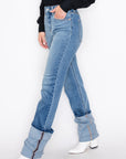 Artemis Vintage |ECO Friendly Seraphina Cuff Detailing Straight Leg Jeans - My Pampered Life Seattle