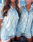 Blue Palms - Short Sleeve Pajama Set - My Pampered Life Seattle