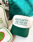 Naughty or Nice? Don't Care - Green Vintage Trucker Hat