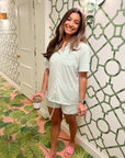 Green + Pink Stripe - Short Pajama Set
