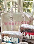 Weekender Oversized Canvas Duffel - Pink Toile - My Pampered Life Seattle