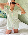 Green + Pink Stripe - Short Pajama Set