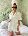 Green + Pink Stripe - Short Pajama Set