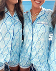 Blue Palms - Short Sleeve Pajama Set - My Pampered Life Seattle